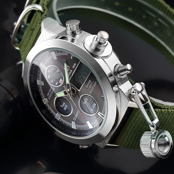 Fashion Brand Men Sports Watches with Nylon Strap - digital