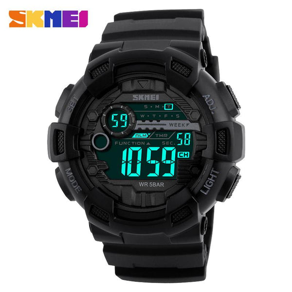 SKMEI 1243 Men Digital Wristwatches LED Display Multiple Time Zone 50M Waterproof Clock Relogio Masculino Outdoor Sports Watches - digital