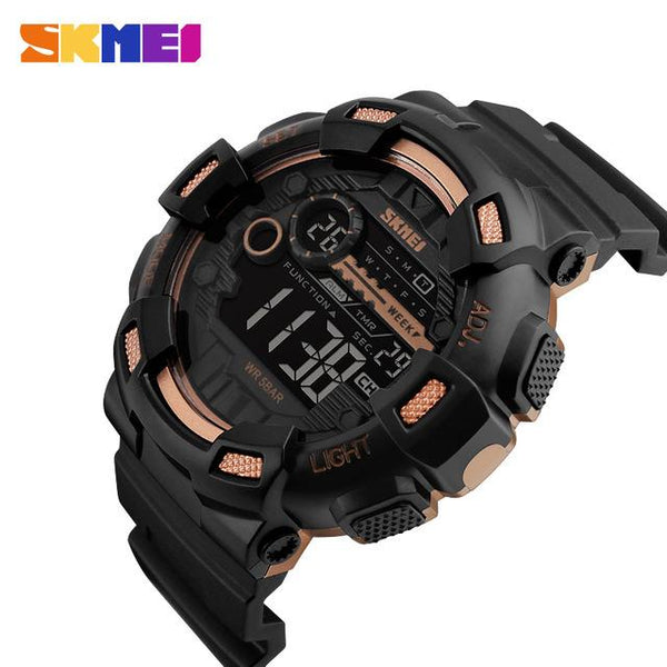 SKMEI 1243 Men Digital Wristwatches LED Display Multiple Time Zone 50M Waterproof Clock Relogio Masculino Outdoor Sports Watches - digital
