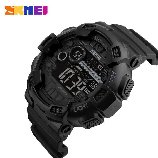 SKMEI 1243 Men Digital Wristwatches LED Display Multiple Time Zone 50M Waterproof Clock Relogio Masculino Outdoor Sports Watches - digital