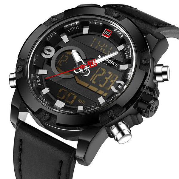 NAVIFORCE Luxuxry Brand Men Analog Digital Leather Sports Watch - digital