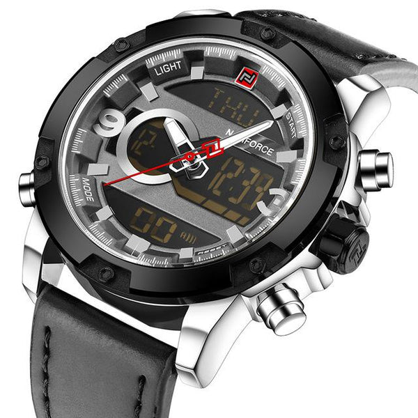 NAVIFORCE Luxuxry Brand Men Analog Digital Leather Sports Watch - digital