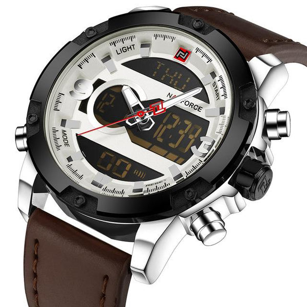 NAVIFORCE Luxuxry Brand Men Analog Digital Leather Sports Watch - digital