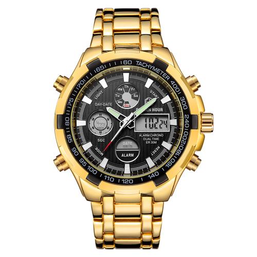 Men Silver Steel Digital Quartz Analog Watch - analog