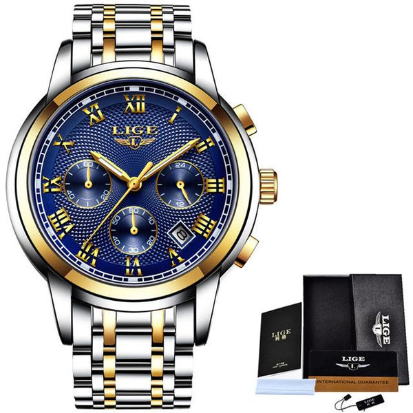 Luxury Full Steel Waterproof Gold Wrist Watch - luxury