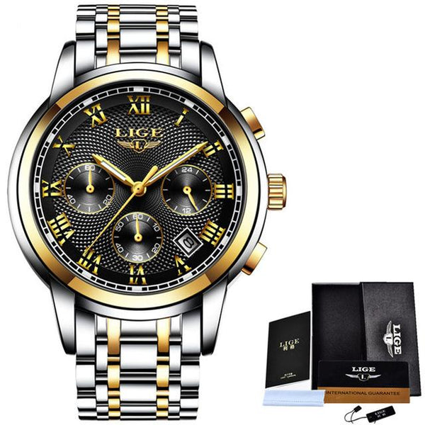 Luxury Full Steel Waterproof Gold Wrist Watch - luxury
