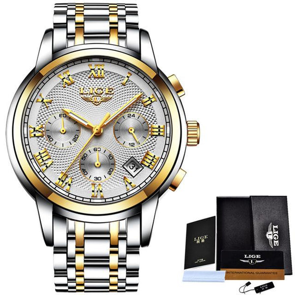 Luxury Full Steel Waterproof Gold Wrist Watch - luxury