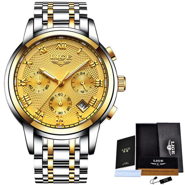 Luxury Full Steel Waterproof Gold Wrist Watch - luxury