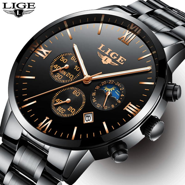 Luxury Brand Men Watches LIGE Chronograph - luxury