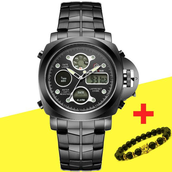 2018 Luxury Brand Men Analog Digital Genuine Leather Sports Watches -smart