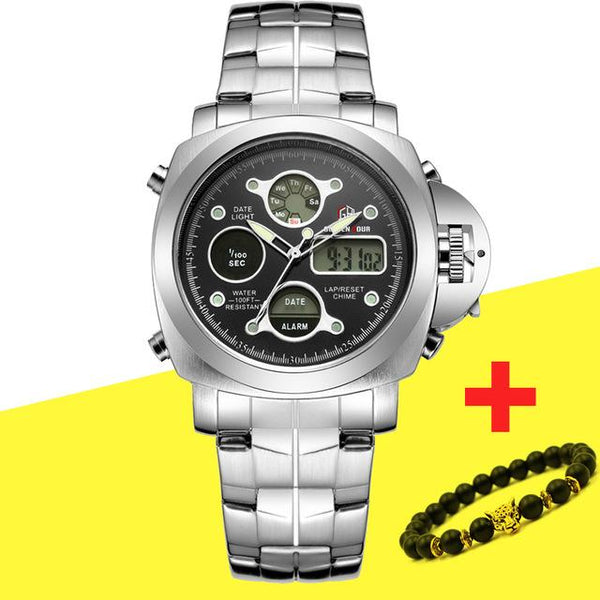 2018 Luxury Brand Men Analog Digital Genuine Leather Sports Watches -smart